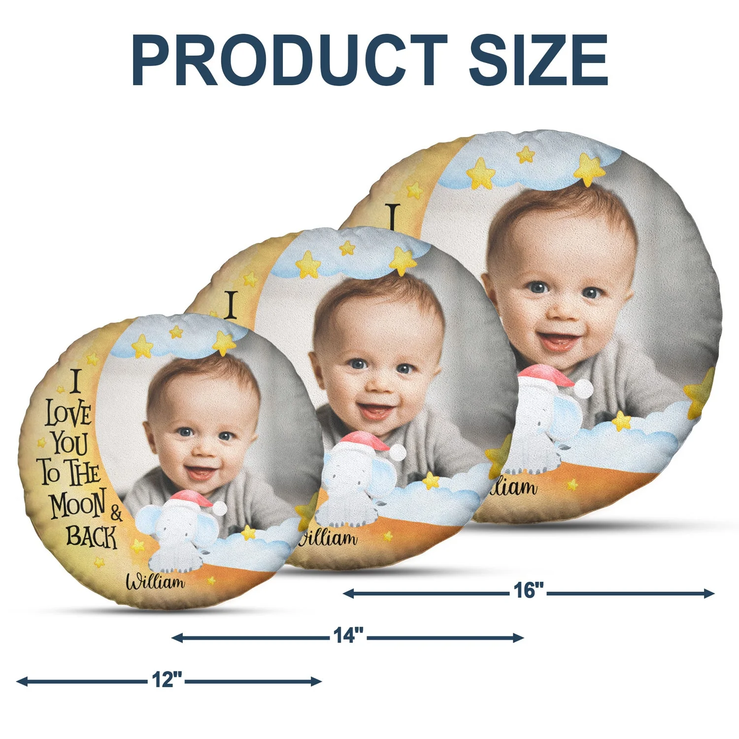 Custom Photo I Love You To The Moon And Back - Gift For Grandson, Granddaughter, Kids - Personalized Round Pillow - Image 5
