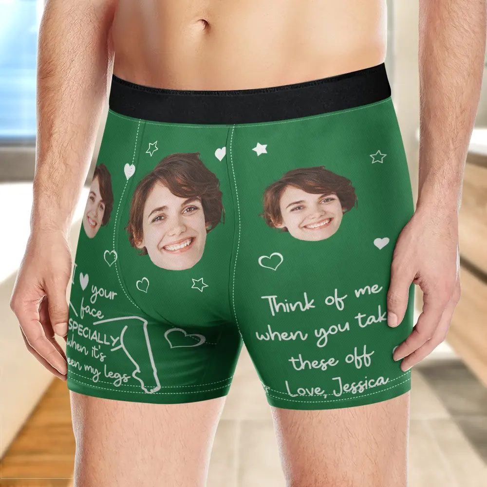 Custom Photo I Love Your Face Funny Couple - Personalized Men's Boxer Briefs - Image 4