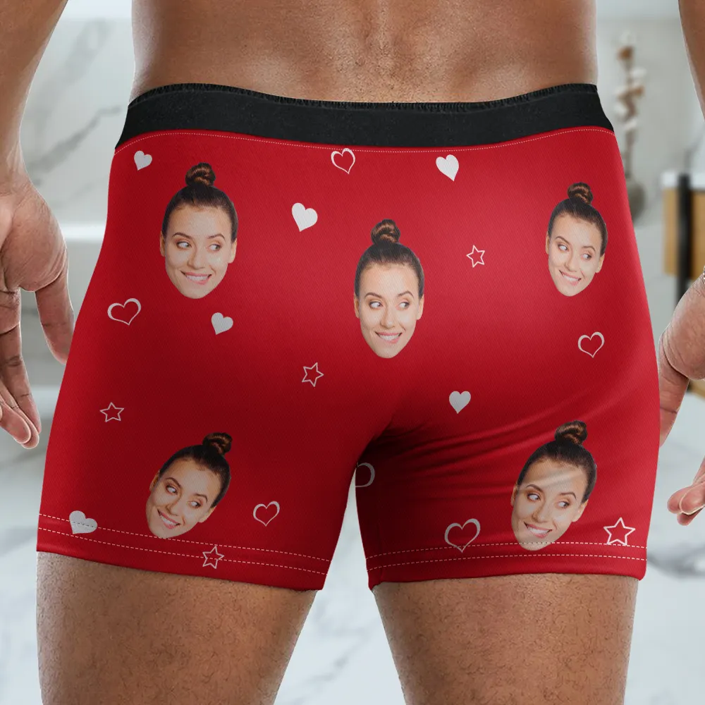 Custom Photo I Love Your Face Funny Couple - Personalized Men's Boxer Briefs - Image 5