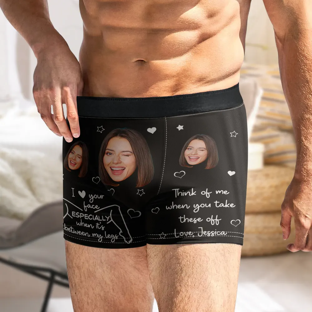 Custom Photo I Love Your Face Funny Couple - Personalized Men's Boxer Briefs - Image 6