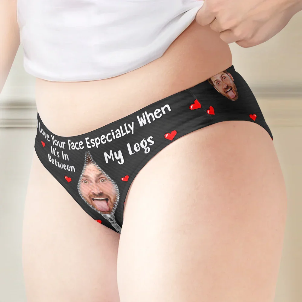 Custom Photo I Love Your Face - Personalized Women's Low-waisted Brief - Image 4
