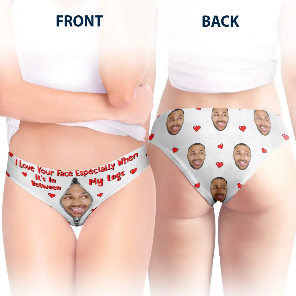 Custom Photo I Love Your Face - Personalized Women's Low-waisted Brief - Image 5