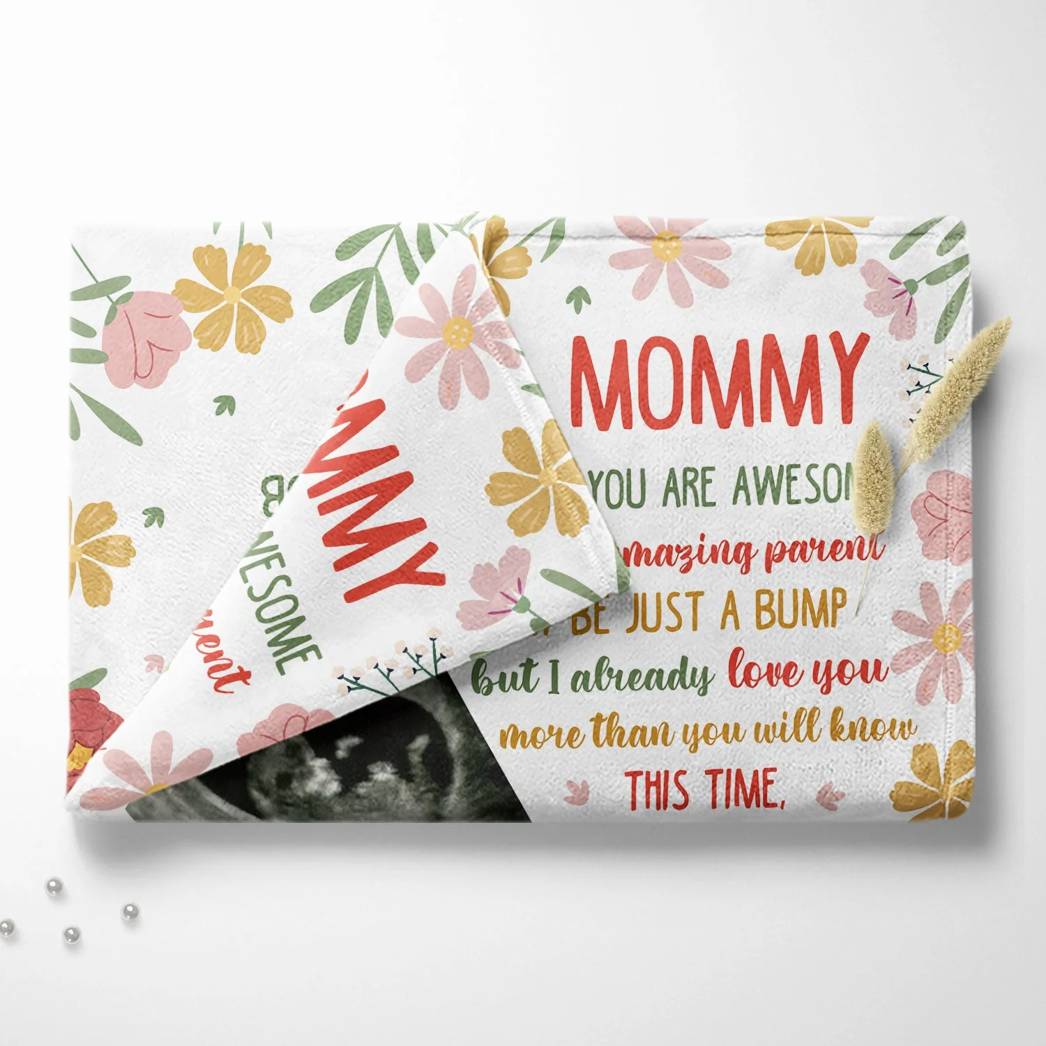 Custom Photo I May Be Just A Bump - Baby Shower Gift, Gift For First Mom - Personalized Fleece Blanket - Image 4
