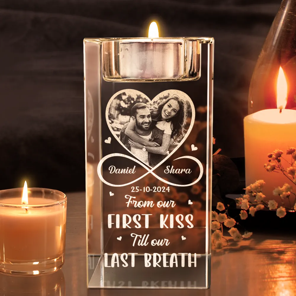 Custom Photo I Met You I Liked You I Love You - Personalized Crystal Candle Holder - Image 2