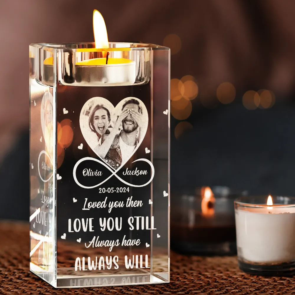 Custom Photo I Met You I Liked You I Love You - Personalized Crystal Candle Holder - Image 3
