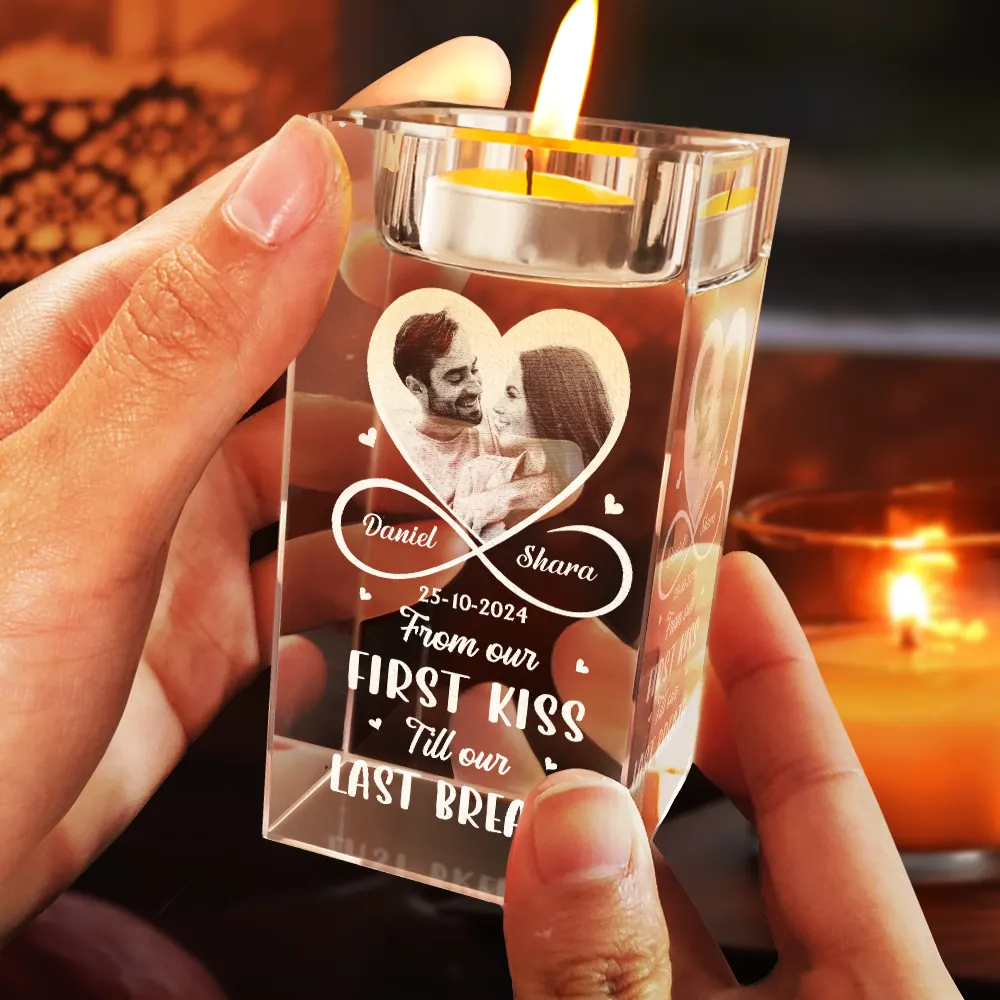 Custom Photo I Met You I Liked You I Love You - Personalized Crystal Candle Holder - Image 4