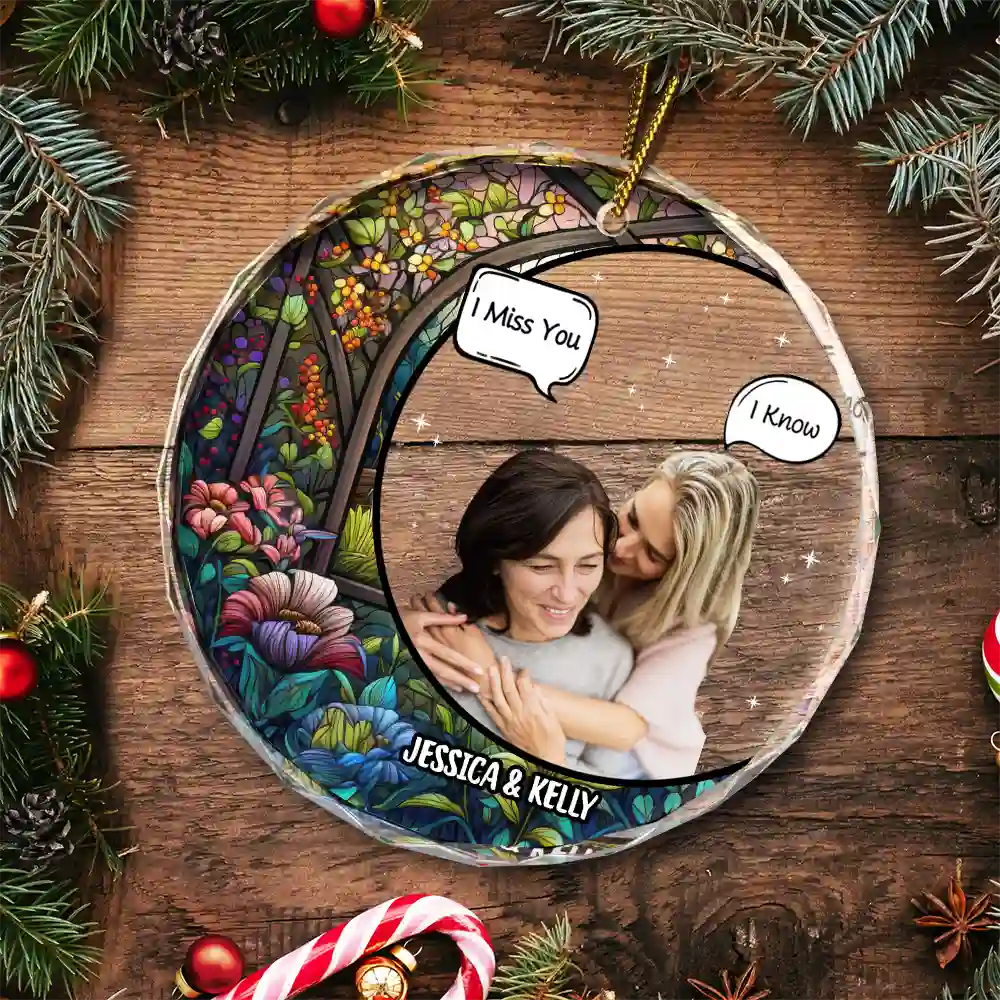Custom Photo I Miss You I Know Memorial - Personalized Circle Glass Ornament - Image 6