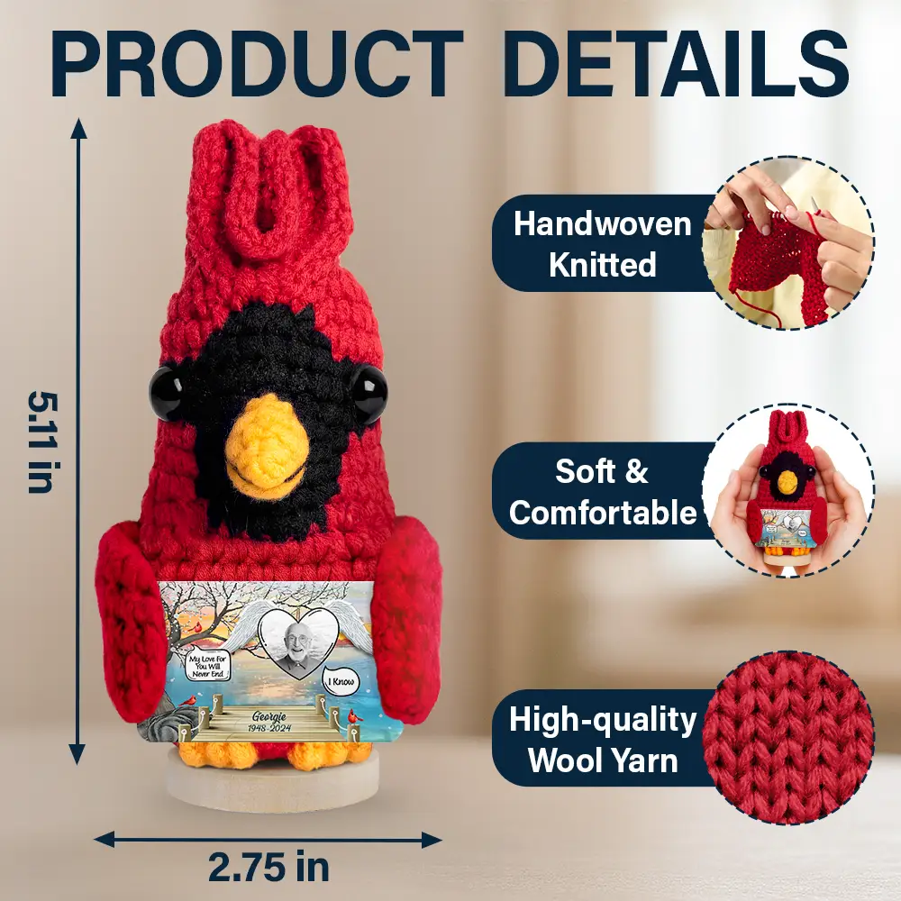 Custom Photo I Miss You - Personalized Doll Crochet With Custom Card - Image 4