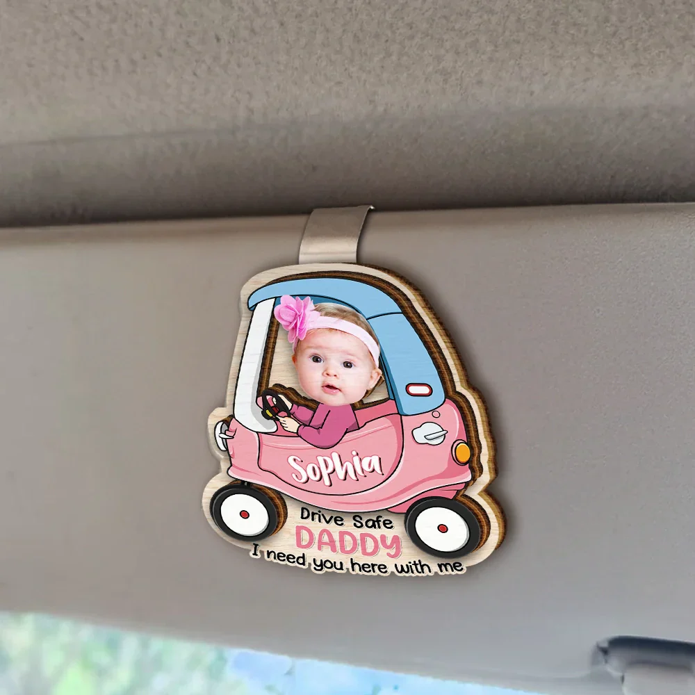 Custom Photo I Need You Here With Me Baby Car - Personalized Custom Shaped Car Visor Clip - Image 3