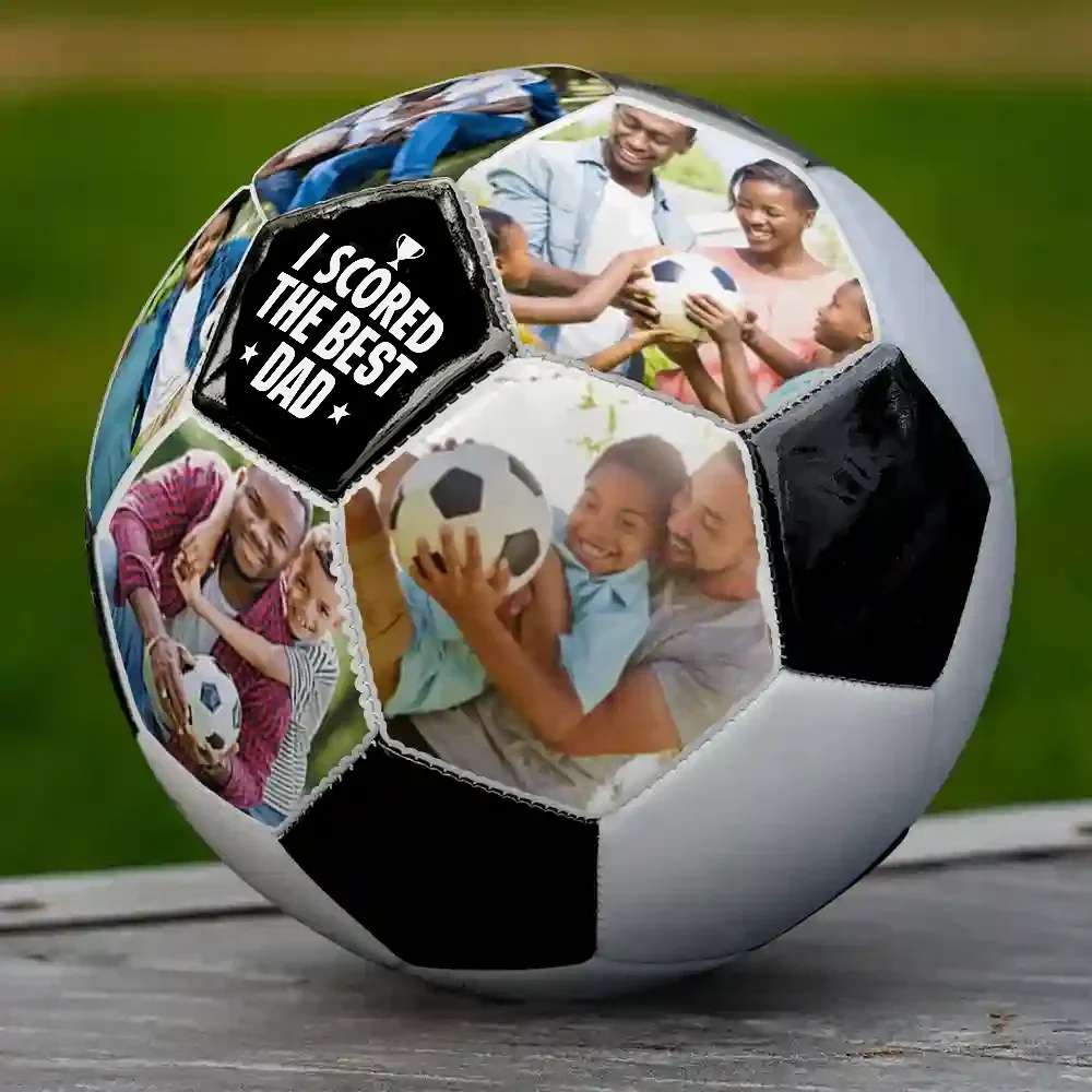 Custom Photo I Scored The Best Dad - Personalized Soccer Ball - Image 4