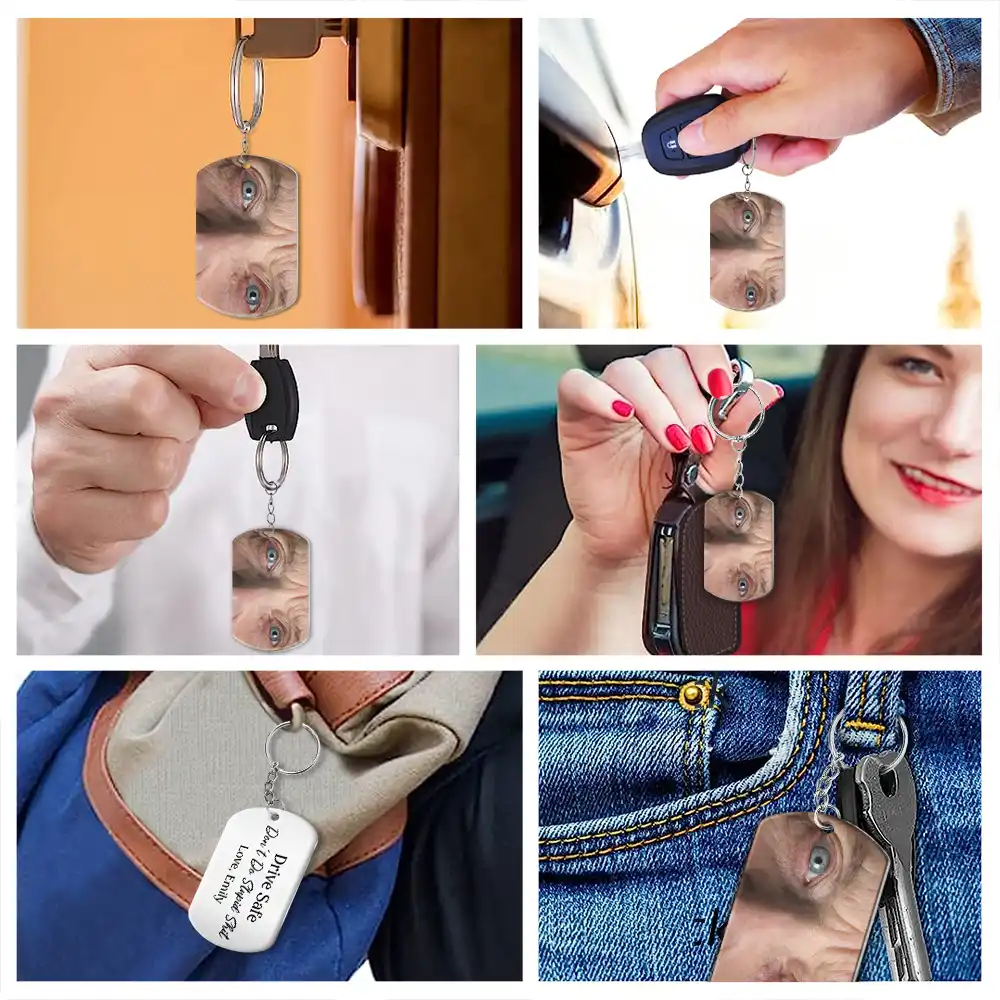 Custom Photo I See You Drive Safe - Personalized Aluminum Keychain - Image 6