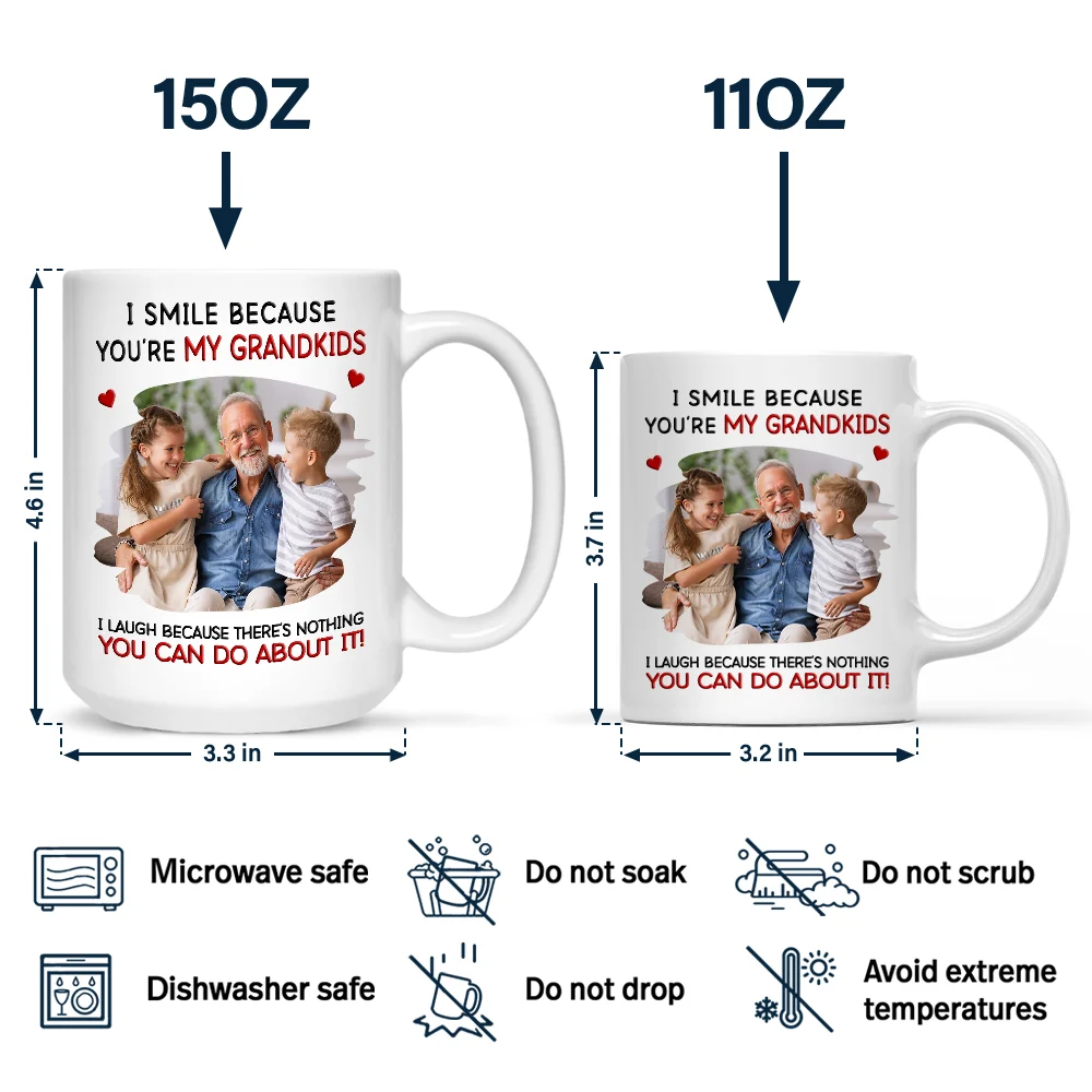 Custom Photo I Smile Because You Are My Daughter Son Grandkid - Personalized Mug - Image 4