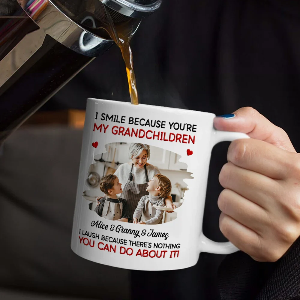 Custom Photo I Smile Because You Are My Daughter Son Grandkid - Personalized Mug - Image 5