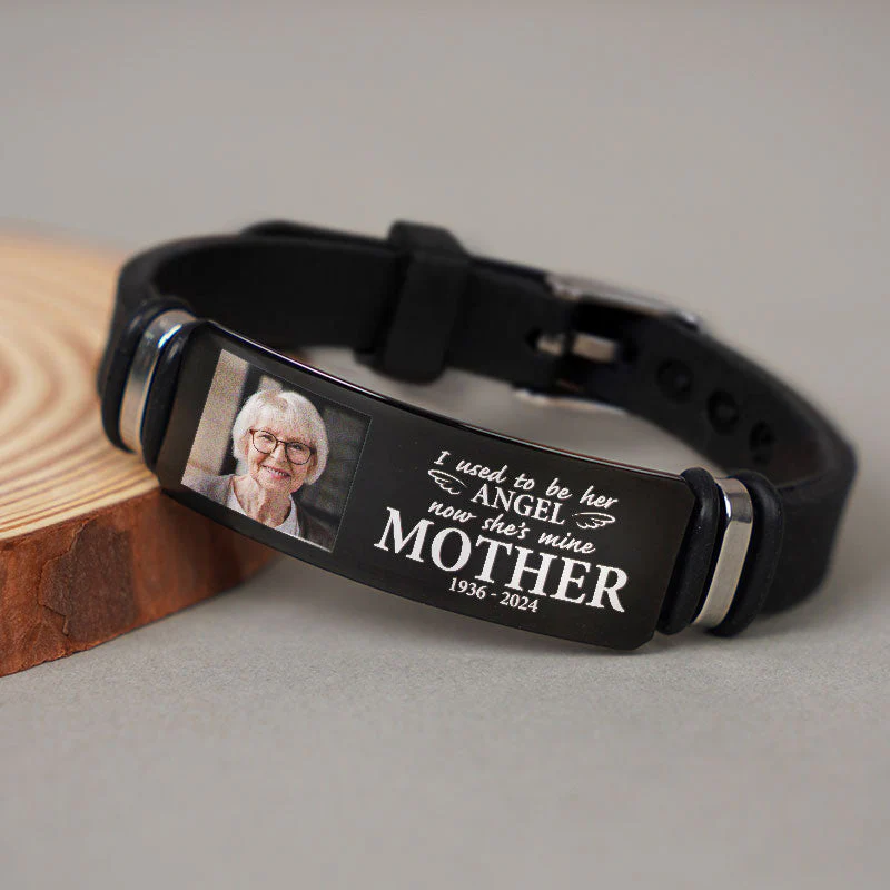 Custom Photo I Used To Be His Angel Loss Of Loved One - Personalized Engraved Bracelet - Image 4