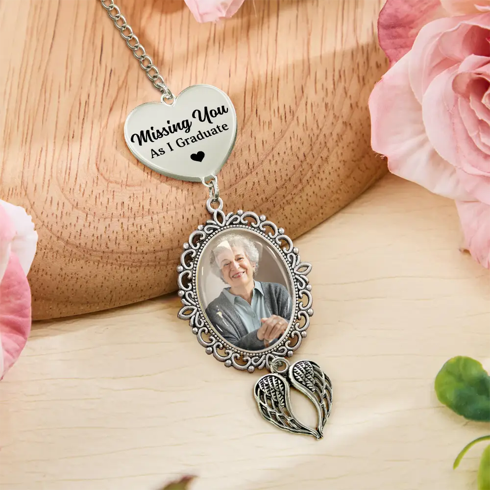 Custom Photo I Walk With You Today And Everyday - Personalized Graduation Tassel Charm - Image 5
