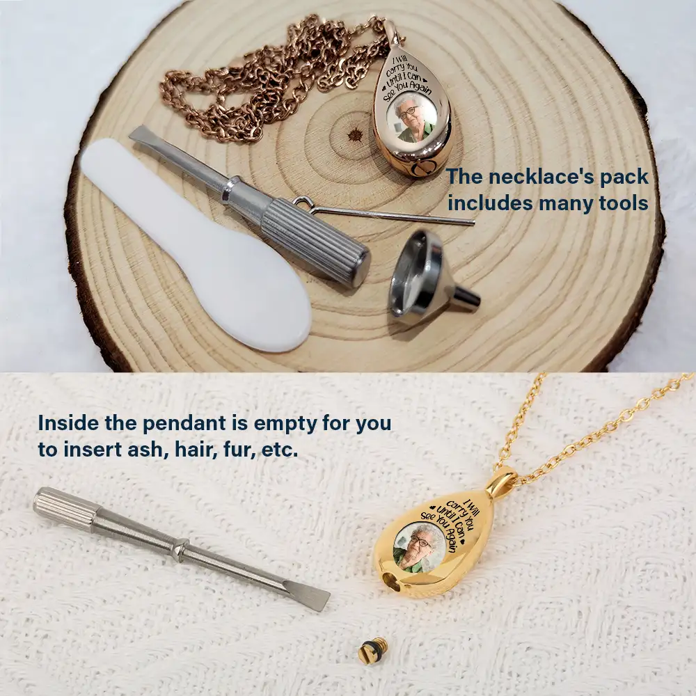 Custom Photo I Will Carry You Memorial - Personalized Keepsake Necklace - Image 4