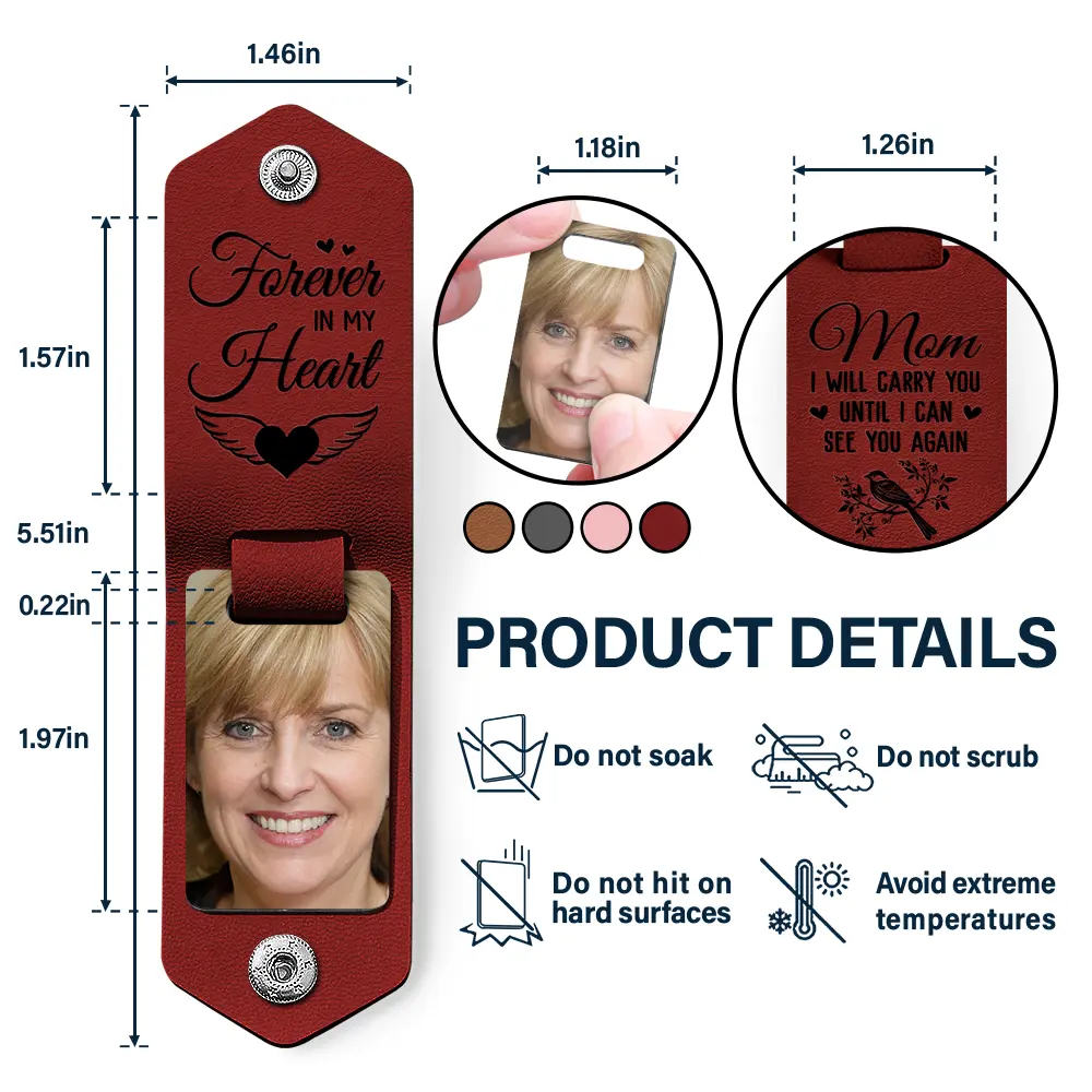 Custom Photo I Will Carry You Until I Can See You Again - Memorial Gift For Family - Personalized Leather Photo Keychain - Image 4