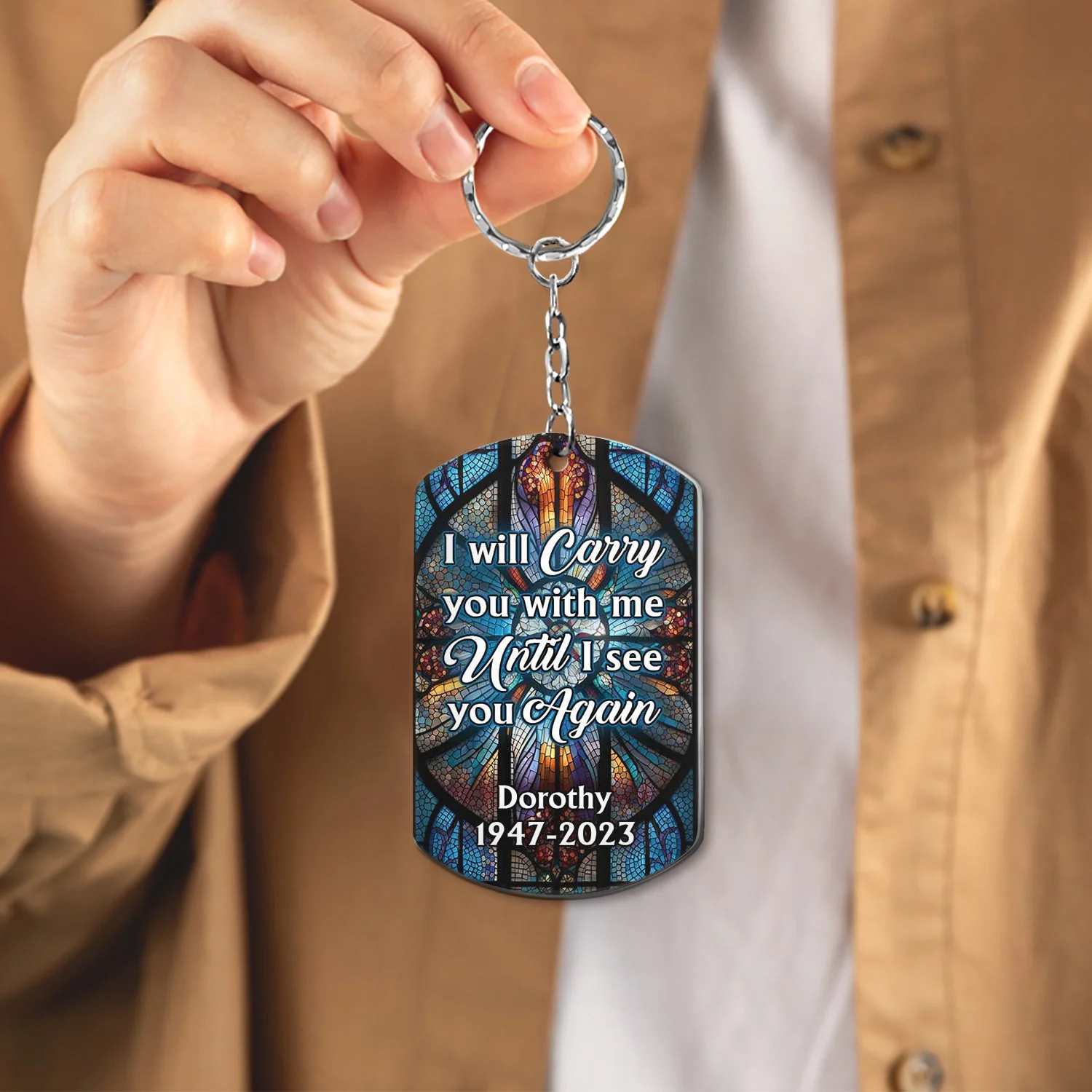 Custom Photo I Will Carry You With Me - Memorial Gift For Family - Personalized Aluminum Keychain - Image 4