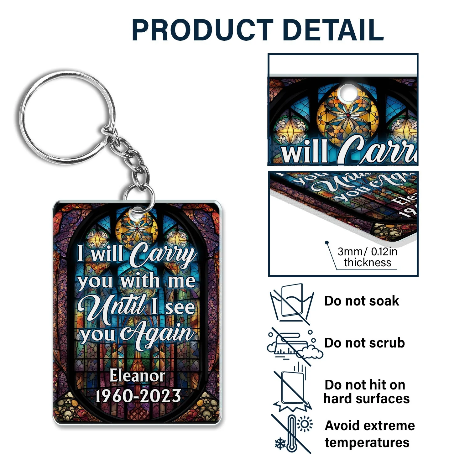 Custom Photo I Will Carry You With Me - Memorial Gift - Personalized Acrylic Keychain - Image 5