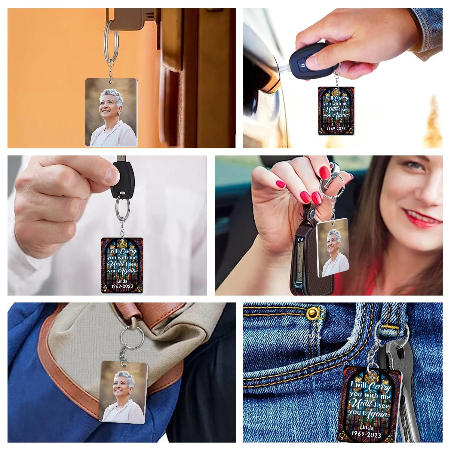 Custom Photo I Will Carry You With Me - Memorial Gift - Personalized Acrylic Keychain - Image 6