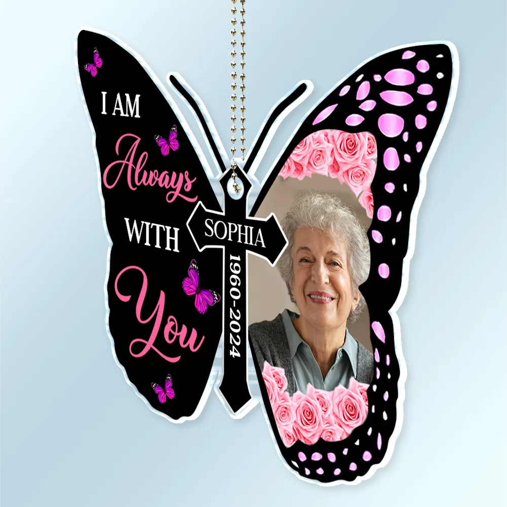 Custom Photo I Will Carry You With Me Memorial - Personalized Acrylic Car Hanger - Image 2