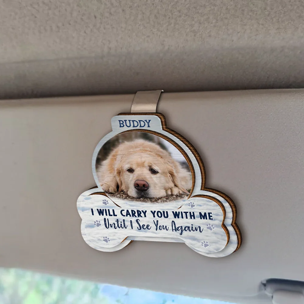 Custom Photo I Will Carry You With Me - Personalized Custom Shaped Car Visor Clip - Image 2