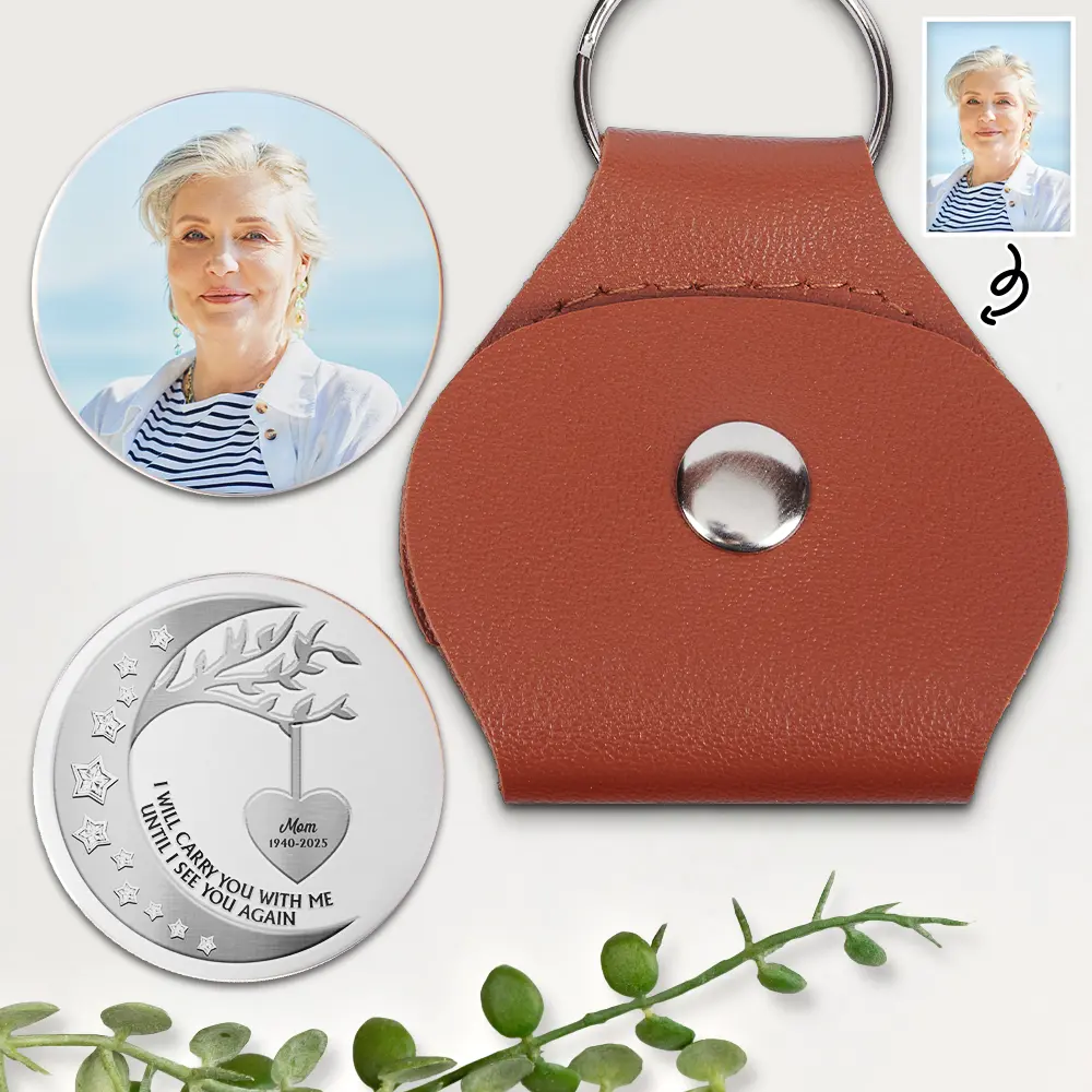Custom Photo I Will Carry You With Me - Personalized Leather Pocket Hug