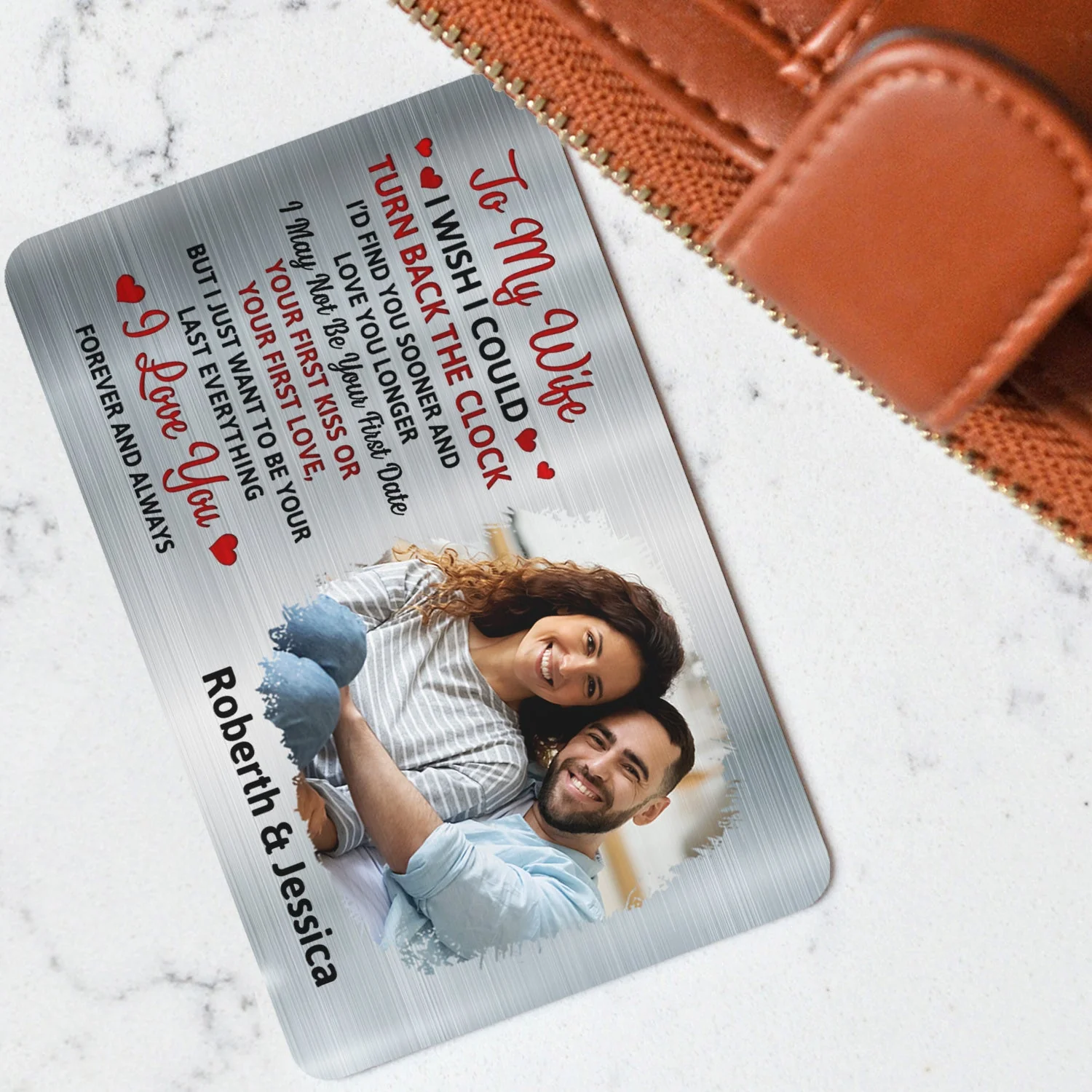 Custom Photo I Wish I Could Turn Back The Clock - Gift For Couples, Husband, Wife - Personalized Aluminum Wallet Card - Image 3