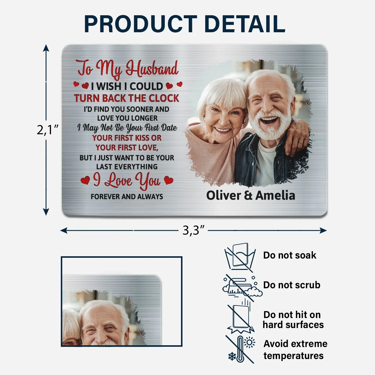 Custom Photo I Wish I Could Turn Back The Clock - Gift For Couples, Husband, Wife - Personalized Aluminum Wallet Card - Image 6