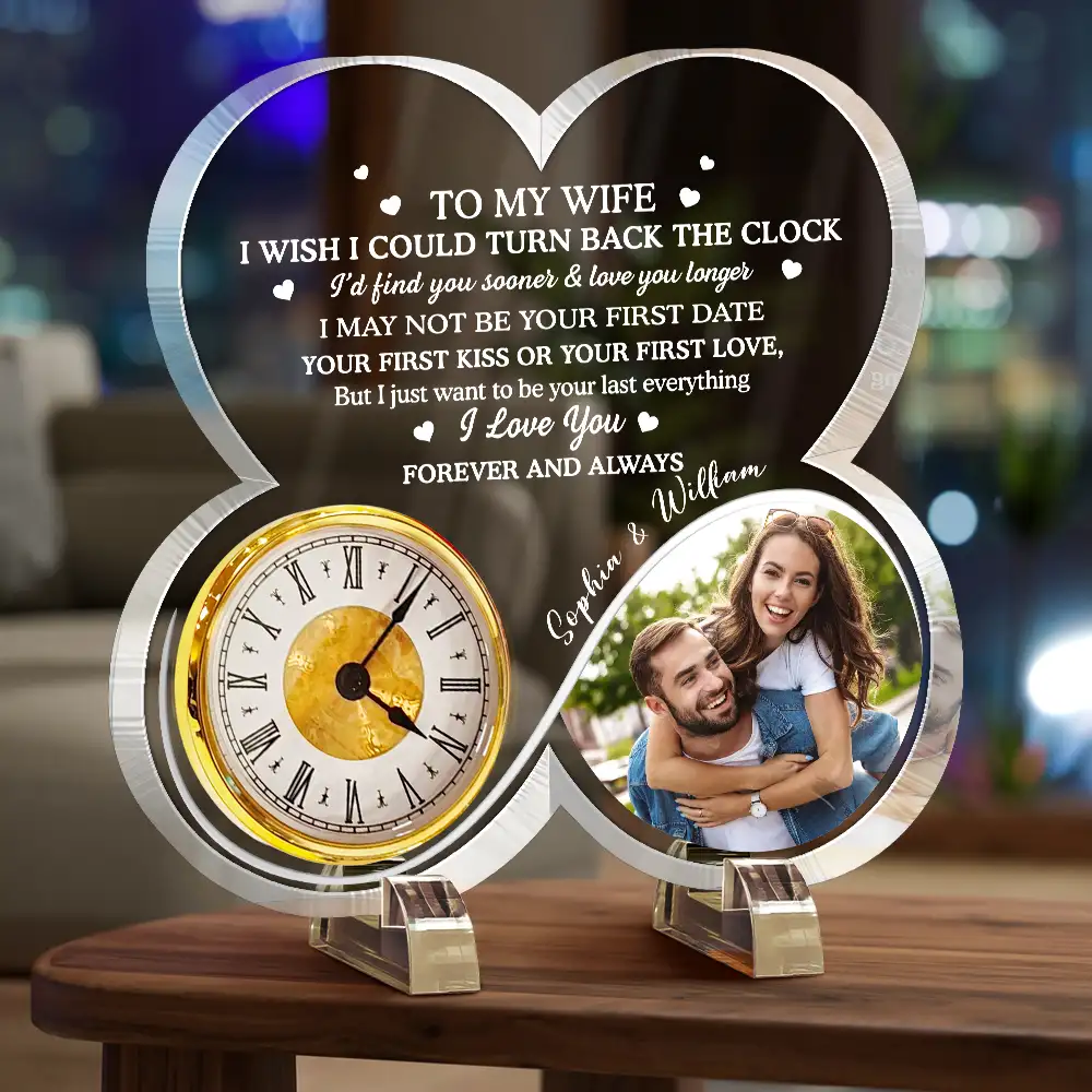 Custom Photo I Wish I Could Turn Back The Clock - Personalized Acrylic Desk Clock - Image 3