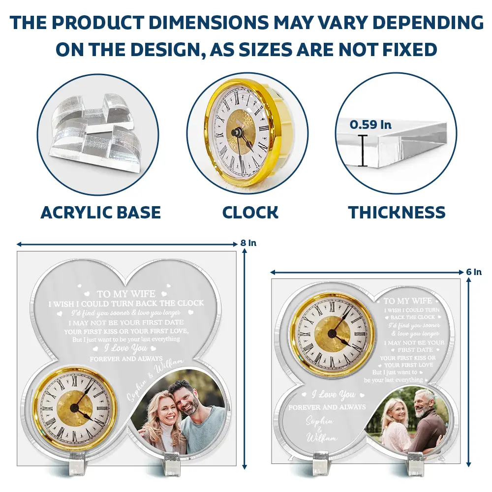 Custom Photo I Wish I Could Turn Back The Clock - Personalized Acrylic Desk Clock - Image 5