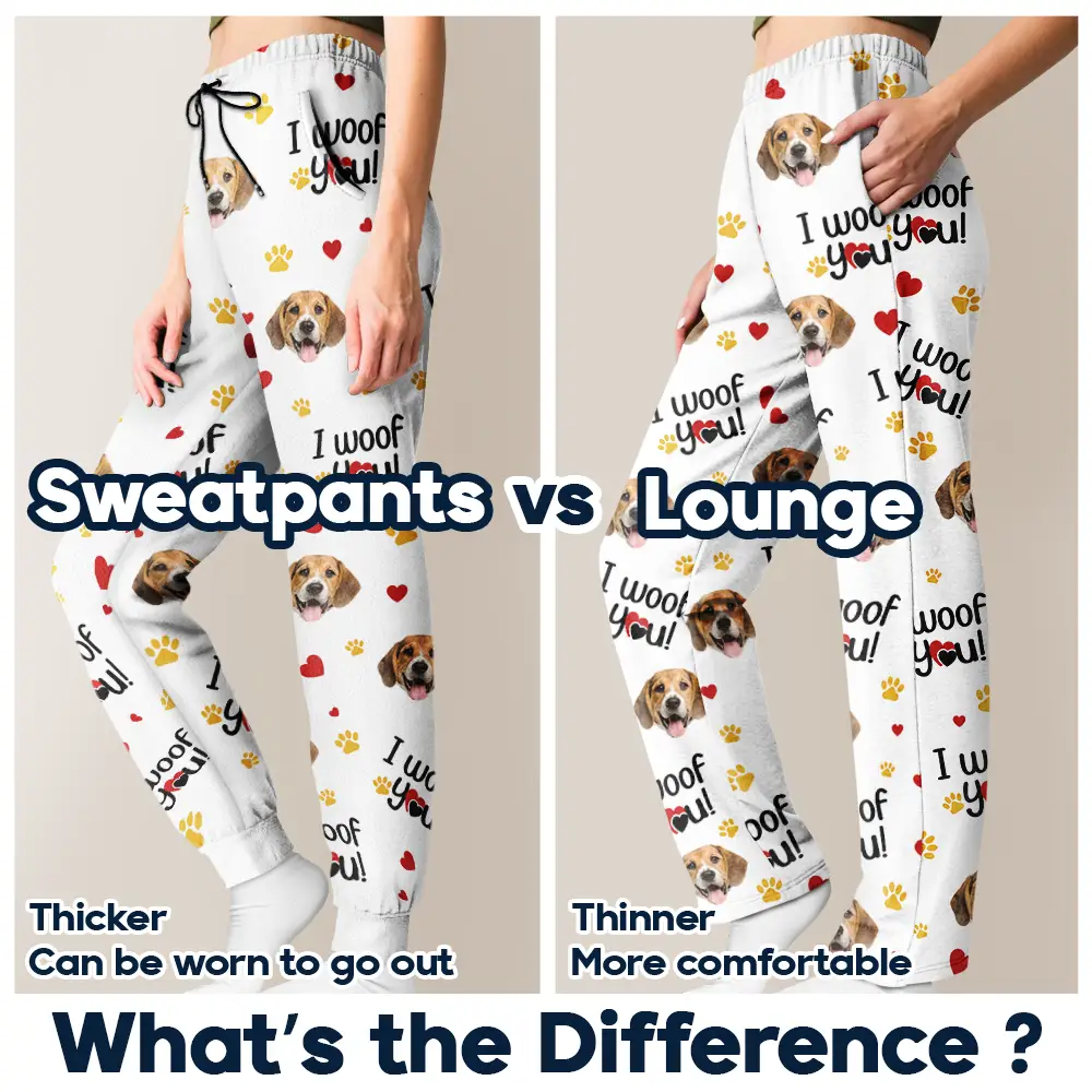 Custom Photo I Woof You I Meow You - Personalized Pajama Pants - Image 7