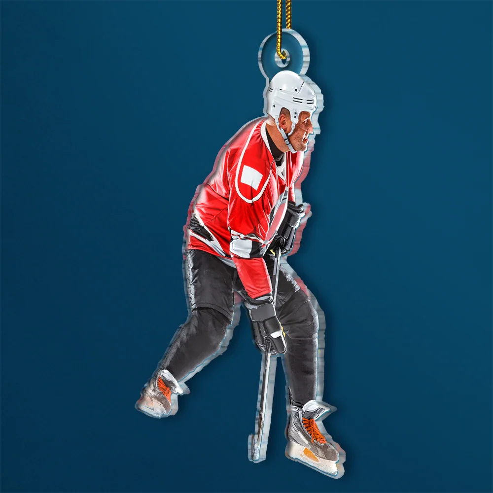 Custom Photo Ice Hockey Player - Personalized Acrylic Photo Ornament - Image 3