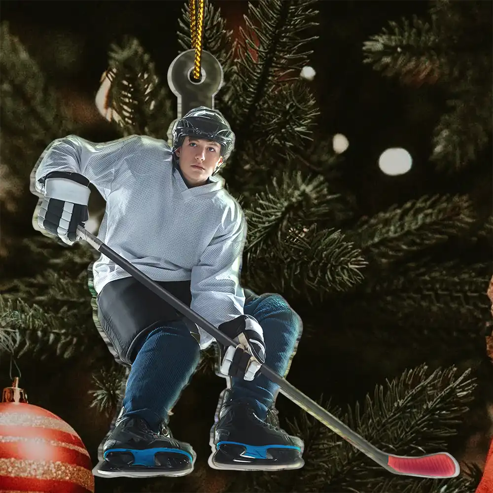Custom Photo Ice Hockey Player - Personalized Acrylic Photo Ornament - Image 4