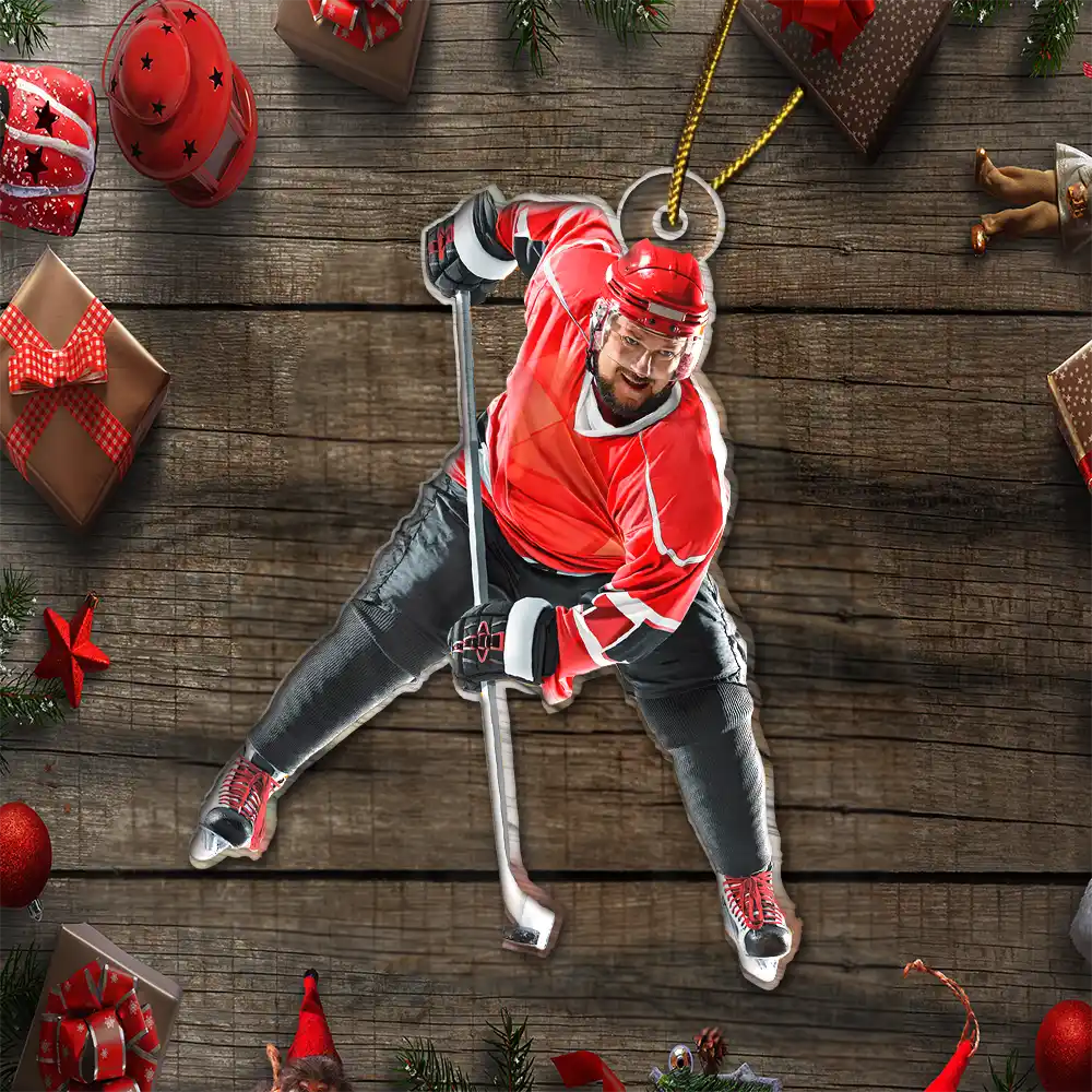 Custom Photo Ice Hockey Player - Personalized Acrylic Photo Ornament - Image 7
