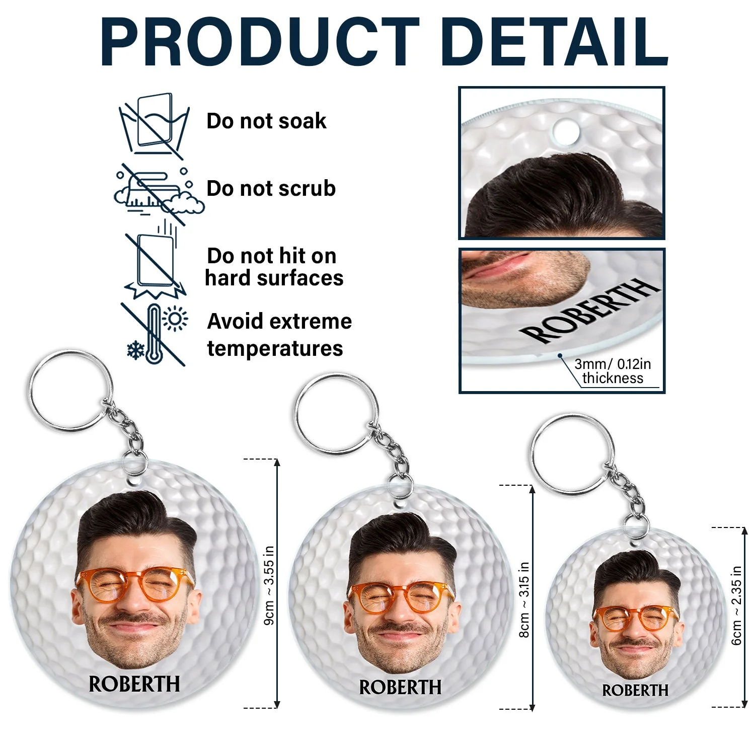 Custom Photo If Found Return To This Guy - Gift For Dad, Father, Grandpa, Golfer, Golf Lover - Personalized Acrylic Keychain - Image 6