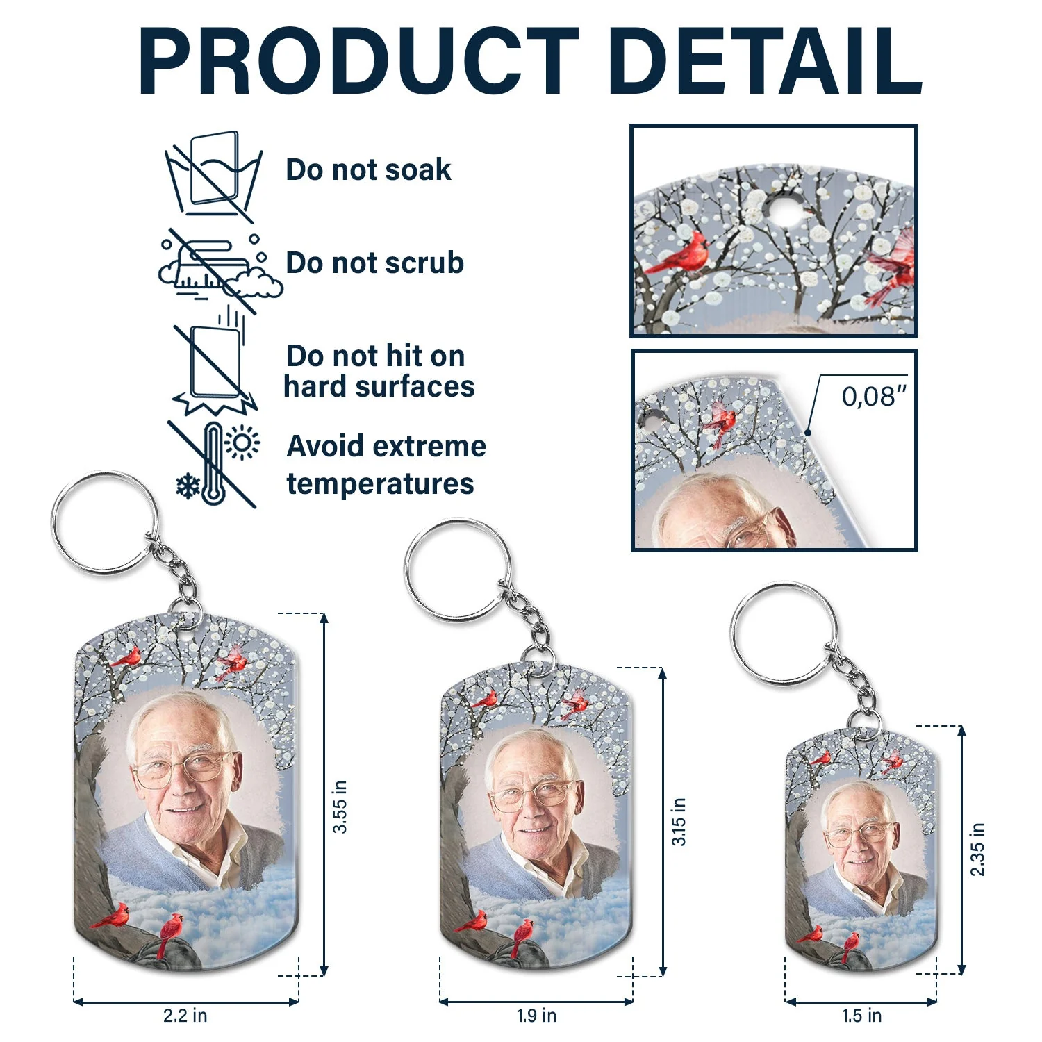 Custom Photo I'll Carry You - Memorial Gift For Family, Siblings, Friends - Personalized Aluminum Keychain - Image 5
