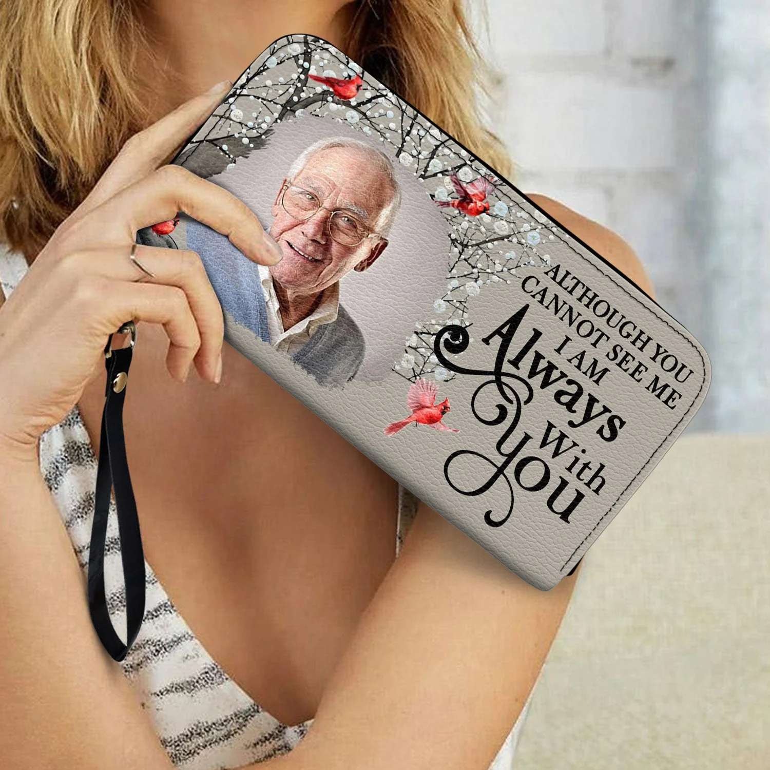 Custom Photo I'll Carry You - Memorial Gift For Mom, Dad, Family, Siblings, Friends - Personalized Leather Long Wallet - Image 3