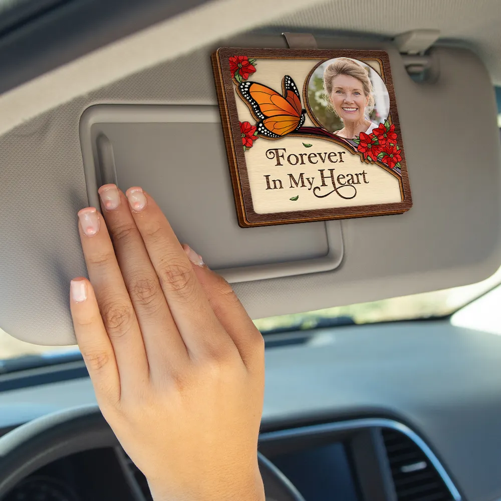 Custom Photo I'll Carry You With Me Memorial - Personalized Custom Shaped Car Visor Clip - Image 4