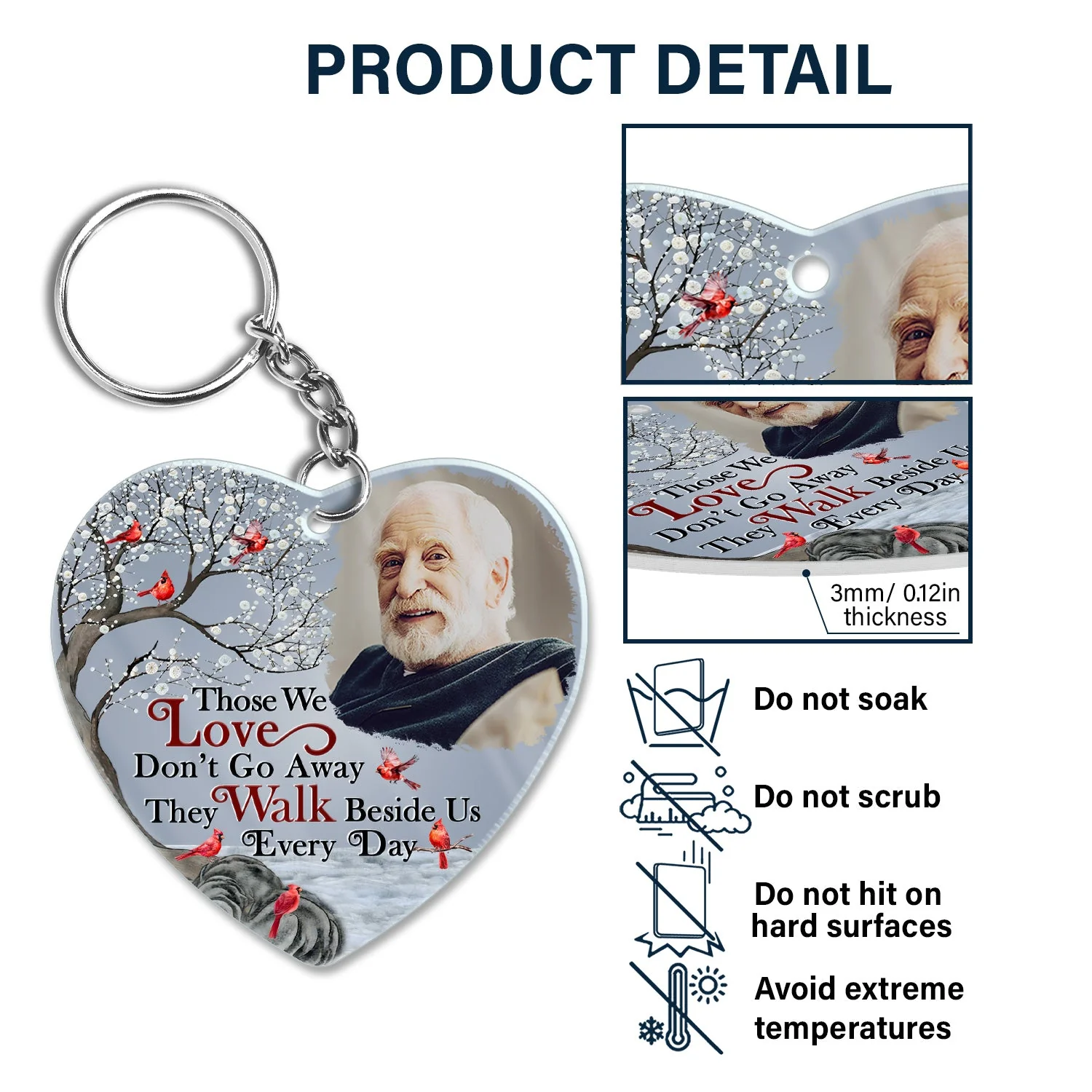 Custom Photo I'll Hold You In My Heart - Memorial Gift For Family, Siblings, Friends - Personalized Acrylic Keychain - Image 5