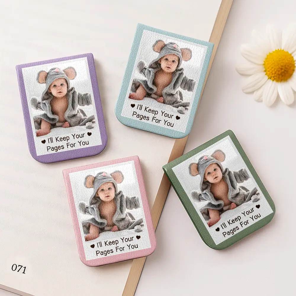 Custom Photo I'll Keep Your Pages For You - Personalized Leather Magnetic Bookmark - Image 2