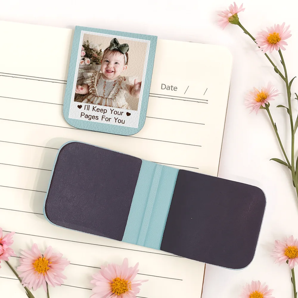 Custom Photo I'll Keep Your Pages For You - Personalized Leather Magnetic Bookmark - Image 5