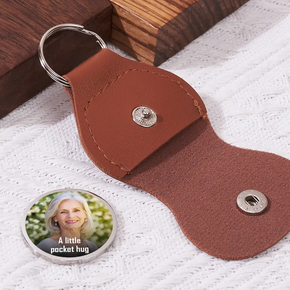 Custom Photo I'll Walk Beside You Every Day Memorial - Personalized Leather Pocket Hug - Image 2