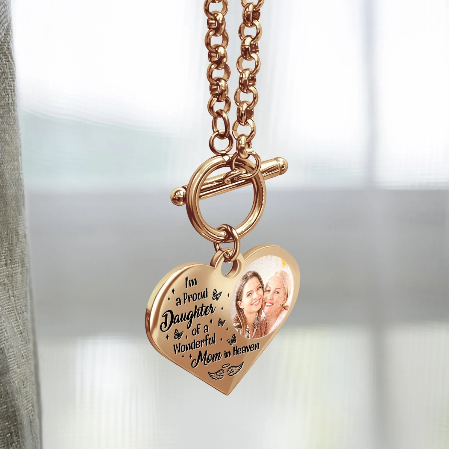Custom Photo I'm A Proud Daughter - Memorial Gift For Women, Daughters, Mom, Dad - Personalized Heart Bracelet - Image 5