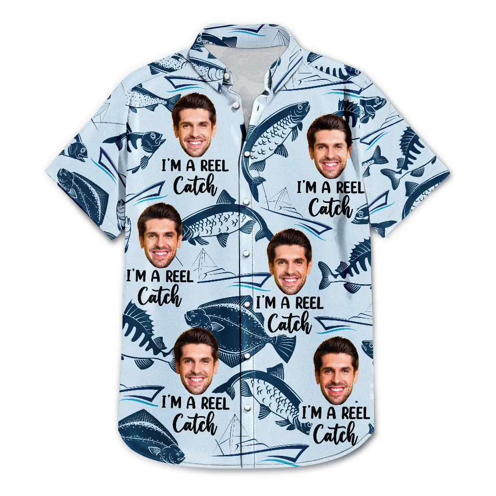 Custom Photo I'm A Reel Catch - Personalized Hawaiian Shirt - Image 4