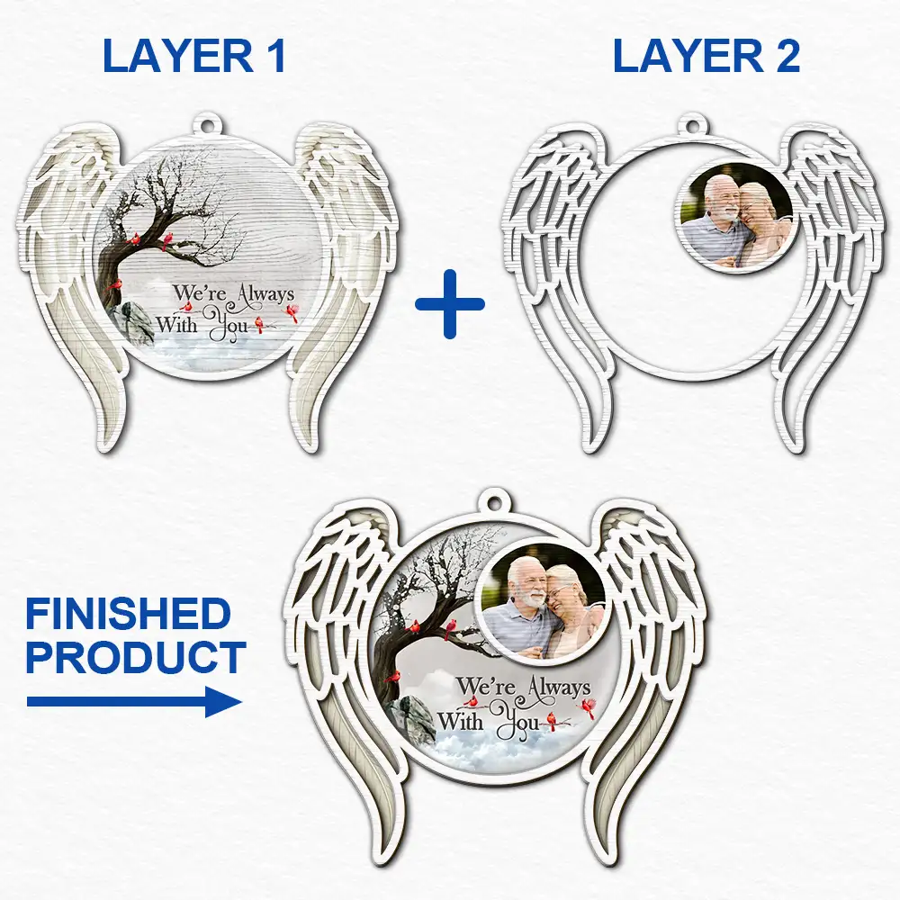Custom Photo I'm Always With You Angel Wings - Personalized 2-Layered Wooden Ornament - Image 6