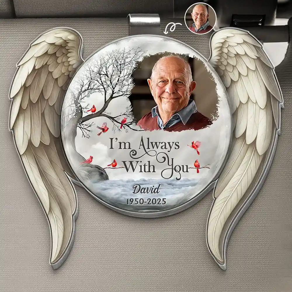Custom Photo I'm Always With You Angel Wings - Personalized Custom Shaped Acrylic Car Visor Clip