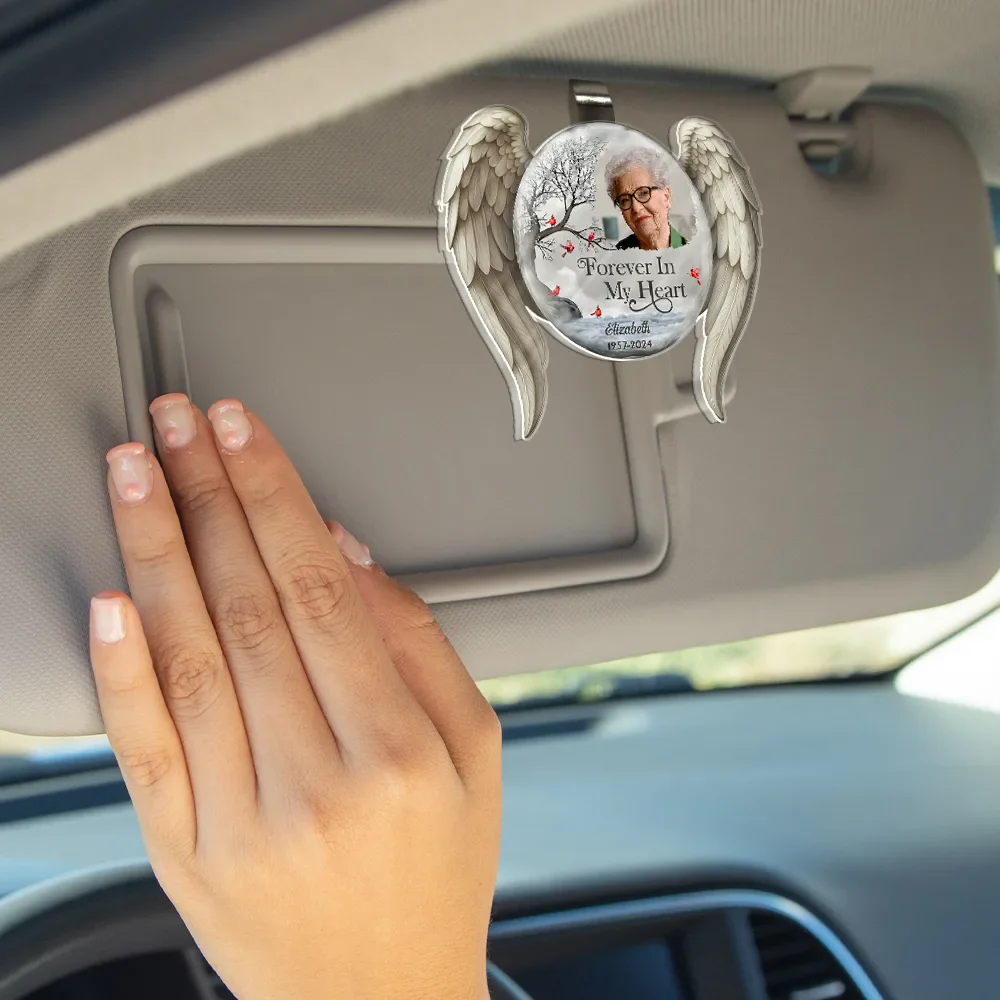 Custom Photo I'm Always With You Angel Wings - Personalized Custom Shaped Acrylic Car Visor Clip - Image 4