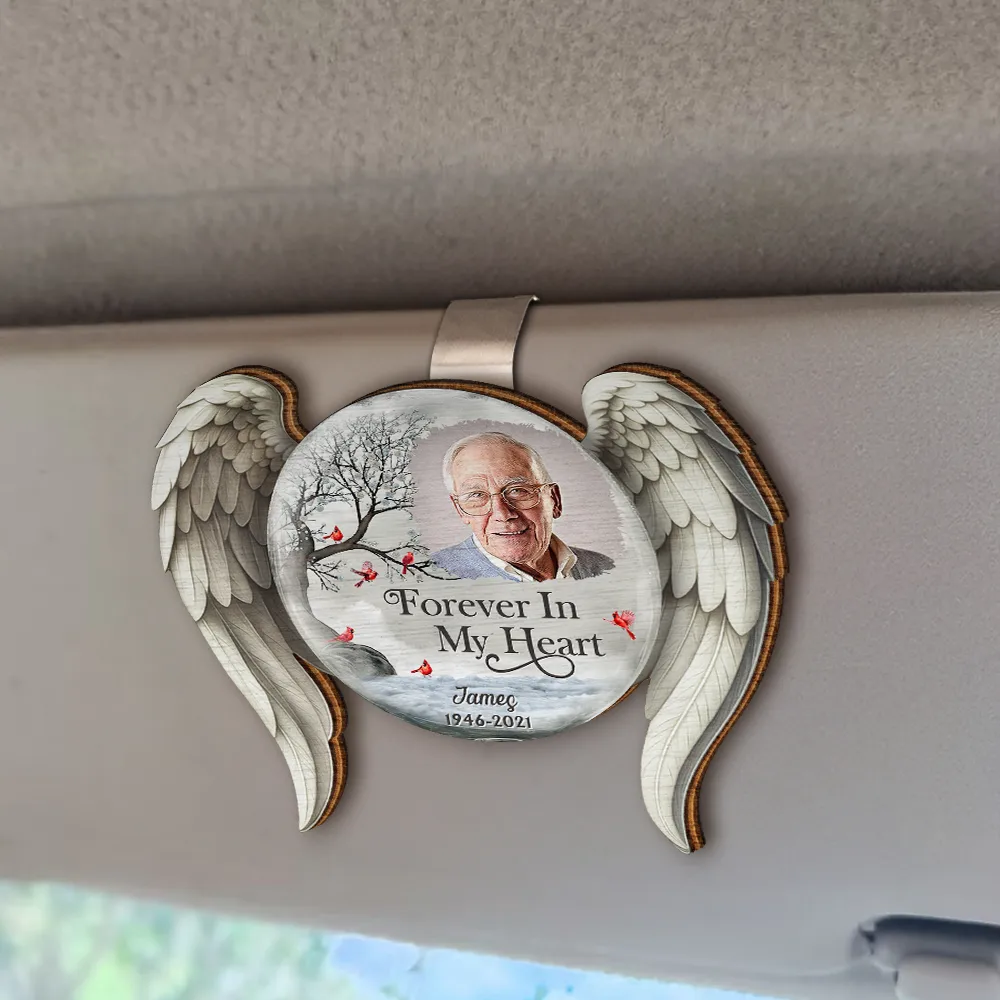 Custom Photo I'm Always With You Angel Wings - Personalized Custom Shaped Car Visor Clip - Image 2