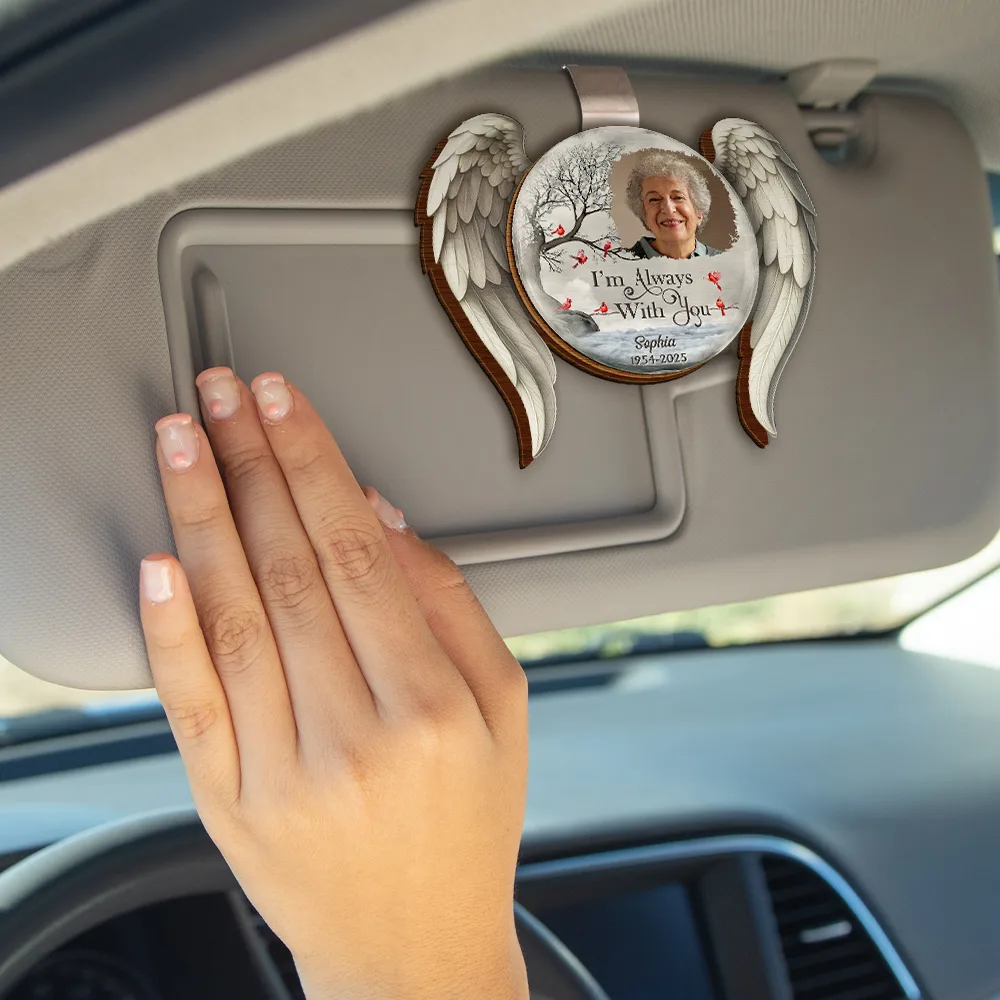 Custom Photo I'm Always With You Angel Wings - Personalized Custom Shaped Car Visor Clip - Image 4